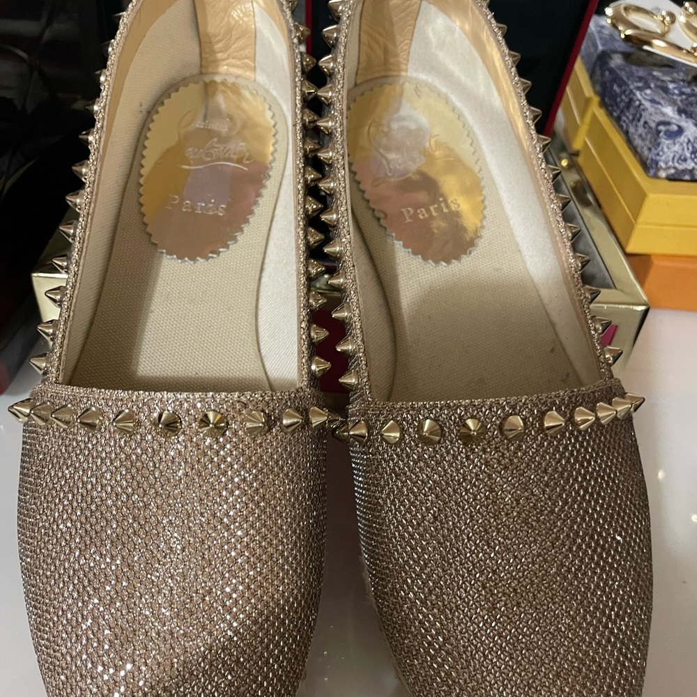 Christian Louboutin gold espadrilles
